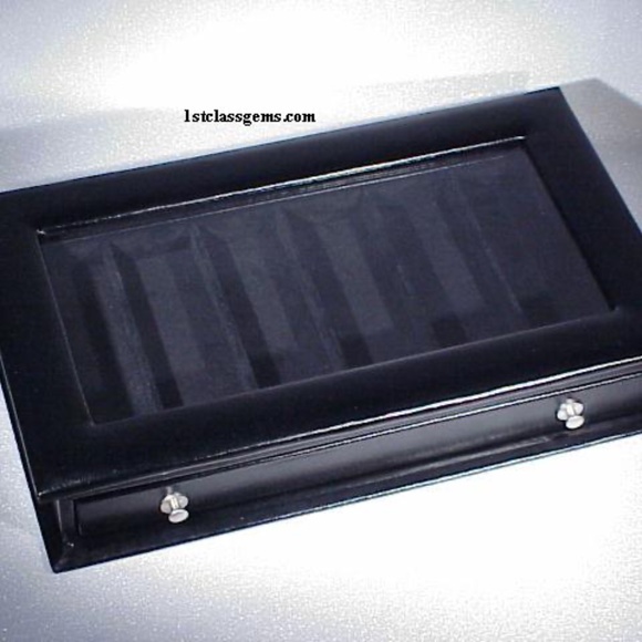 FINAL SALE PRICE Wolf Designs 6 Pc. Watch Display Case in Black Leather - Picture 2 of 5